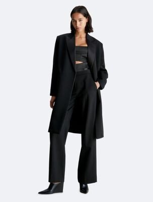 Tuxedo Satin Wool Coat