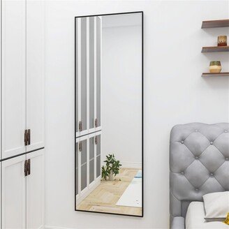 BESTCOSTY Black Wall-Mounted Alloy Frame Full Length Mirror