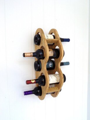 Oak Wall Mount Wine Bottle Holder - Holds Five Bottles 21