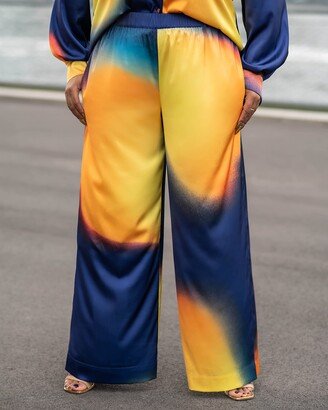 Women's Navy/Maize Ombre Print Wide Leg Pants by @kélawalker