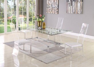 Somette Rectangular 5-Piece Glass Dining Set with Acrylic High-Back Side Chairs