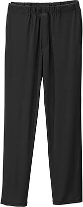 Silverts Plus Size Side Zip Linen Look Pants (Black) Women's Clothing