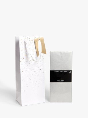 Wedding Fleck Bottle Gift Bag with Silver Tissue Paper