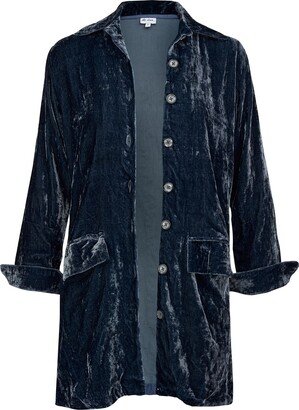 Women's Kensington Silk Velvet Shirt-Jacket In Slate Grey