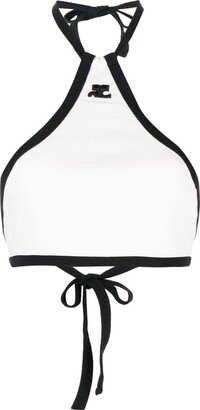 Two-Tone Halterneck Crop Top