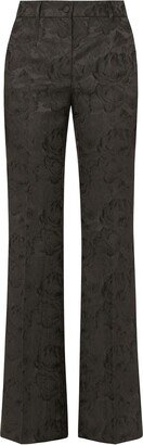 Jacquard-Pattern High-Waisted Trousers
