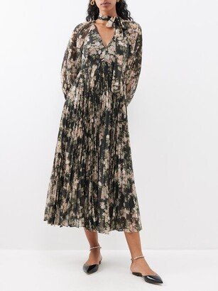 Sunray Floral-print Pleated Recycled-fibre Dress