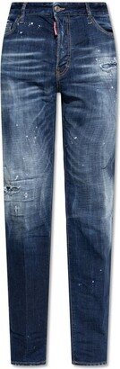 Paint Splash Detail Distressed Jeans