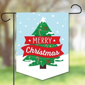 Big Dot Of Happiness Snowy Christmas Trees - Outdoor Decor - Double-Sided Garden Flag - 12 x 15.25