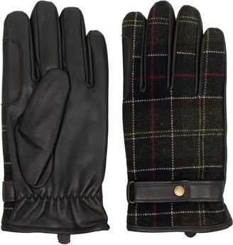 Check-pattern Leather Gloves-AA