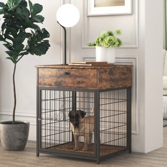 Furniture Dog Crates for small dogs Wooden Dog Kennel Dog Crate End Table, Nightstand,Rustic Brown