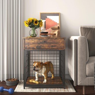 BEYONDHOME Wood Dog Crate End Table with Storage Console