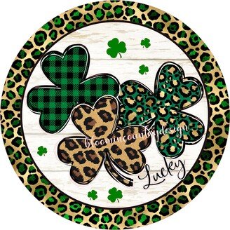 Leopard Shamrock Sign - Round St. Patrick's Day For Wreaths Wreath Leprechaun