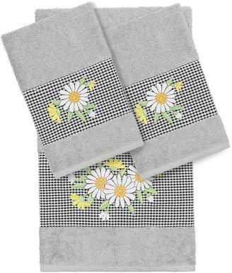 Daisy 3-Piece Embellished Towel - Light Gray