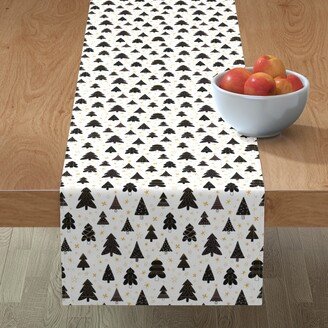 Table Runners: Christmas Trees Pattern - Black Table Runner, 72X16, Black