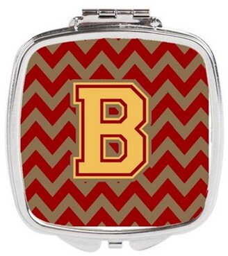 CJ1048-BSCM Letter B Chevron Garnet & Gold Compact Mirror