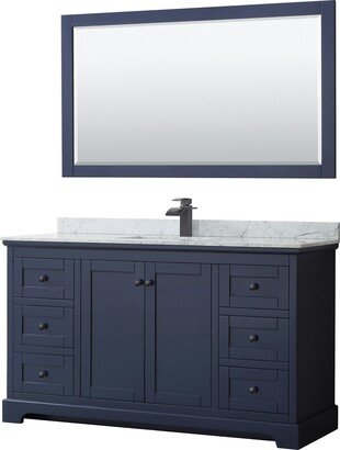 Avery 60-inch Single Vanity, Marble Top, Square Sink, 58-inch Mirror