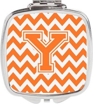 CJ1046-YSCM Letter Y Chevron Orange & White Compact Mirror