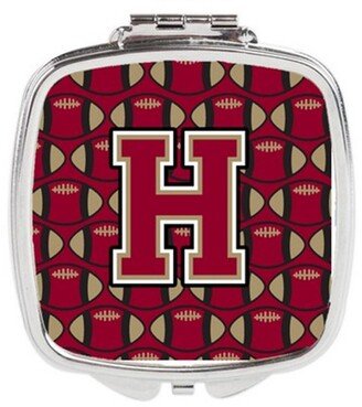 CJ1078-HSCM Letter H Football Garnet & Gold Compact Mirror