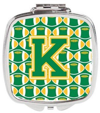 CJ1069-KSCM Letter K Football Green & Gold Compact Mirror