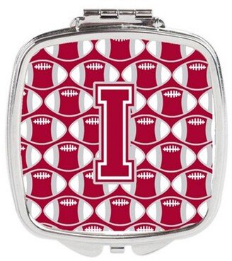 CJ1065-ISCM Letter I Football Crimson, Grey & White Compact Mirror