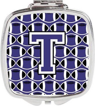 CJ1068-TSCM Letter T Football Purple & White Compact Mirror