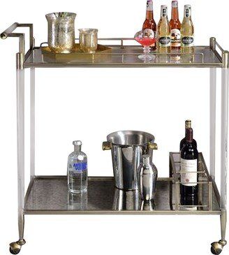 2 Tier Serving Cart with Acrylic and Metal Frame, Brass