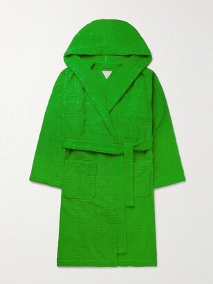 Intrecciato Cotton-Terry Hooded Robe