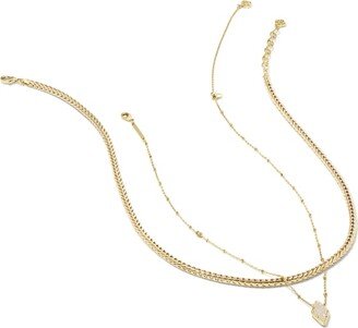 Kinsley Gold Necklace Layering Set of 2 in Iridescent Drusy