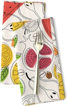 Sketched Fruit Dinner Napkins | Set Of 2 - Fling By De Zigns Summer Citrus Modern Kitchen Cloth Spoonflower