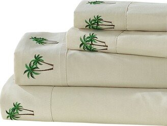 Seaside Resort Palm Tree Grove Embroidered Sheet Set, King