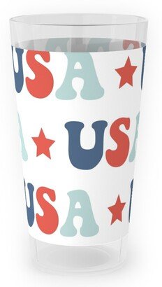 Outdoor Pint Glasses: Usa Groovy Vintage - White Outdoor Pint Glass, Multicolor