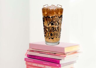 Dogs Books Coffee Pint Glass Dog Mom Iced Beer Can Mug For Librarian Reader Glass, 16Oz