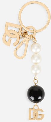 Metal keychain with logo and pearls