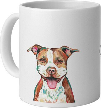 Mugs: Pit Bull Terrier Mix Custom Text Mug, White, 11Oz, Multicolor