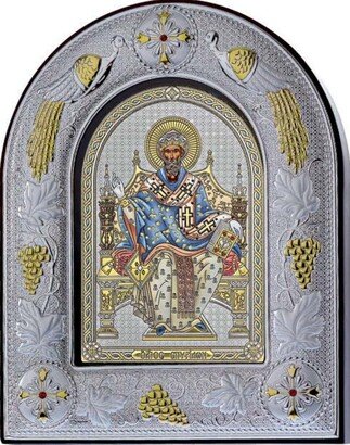 Saint Spyridon - Greek Orthodox Catholic Byzantine Christian-Silver Icon