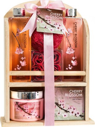 Freida and Joe Cherry Blossom Spa Gift Set in Wood Curio