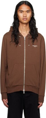 Brown Flocked Hoodie