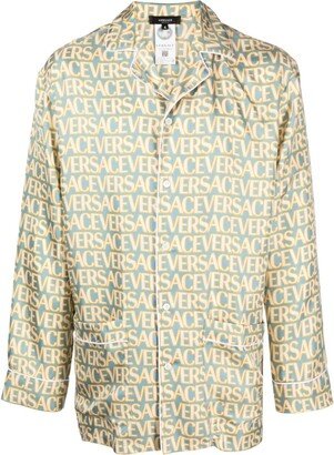 Allover-print silk pyjama shirt