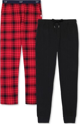 Men's 2-Pk. Plaid Straight-Leg Pajama Pants - Red Plaid/ Black