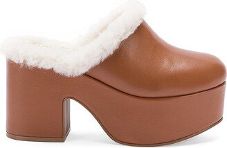 Miso 90MM Shearling-Lined Leather Platform Clogs