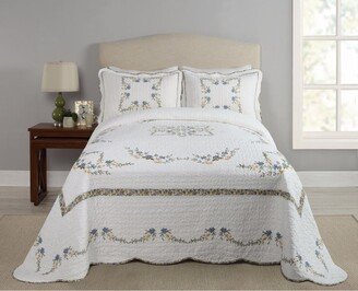 Porch & Den Isaac Floral Motif White Cotton Oversized Bedspread