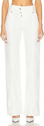 Compact Denim Wide Leg Pant in White