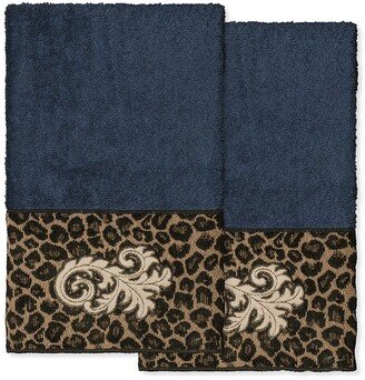 April Embellished Hand Towel - Set of 2 - Midnight Blue