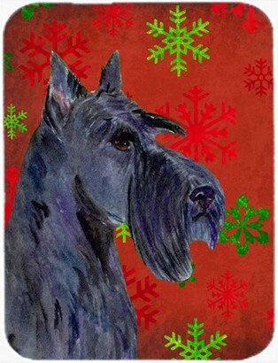 SS4736LCB Scottish Terrier Red And Green Snowflakes Christmas Glass Cutting Board, Large