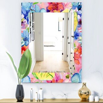 Designart 'Pink Blossom 41' Bohemian and Eclectic Mirror - Printed Wall Mirror