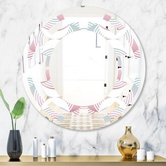 Designart 'Retro Geometrical Abstract Pattern I' Printed Modern Round or Oval Wall Mirror - Space