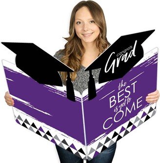 Big Dot of Happiness Purple Grad - Best is Yet to Come - Grad Congratulations Giant Greeting Card - Big Shaped Jumborific Card