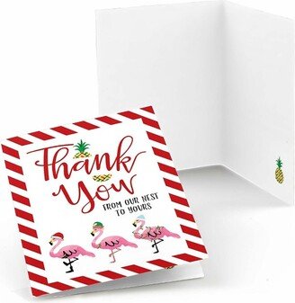 Big Dot of Happiness Flamingle Bells - Tropical Flamingo Christmas Party Thank You Cards (8 Count)