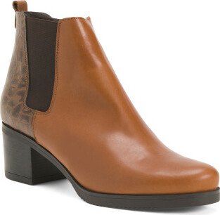 Leather Croco Detail Chelsea Booties for Women